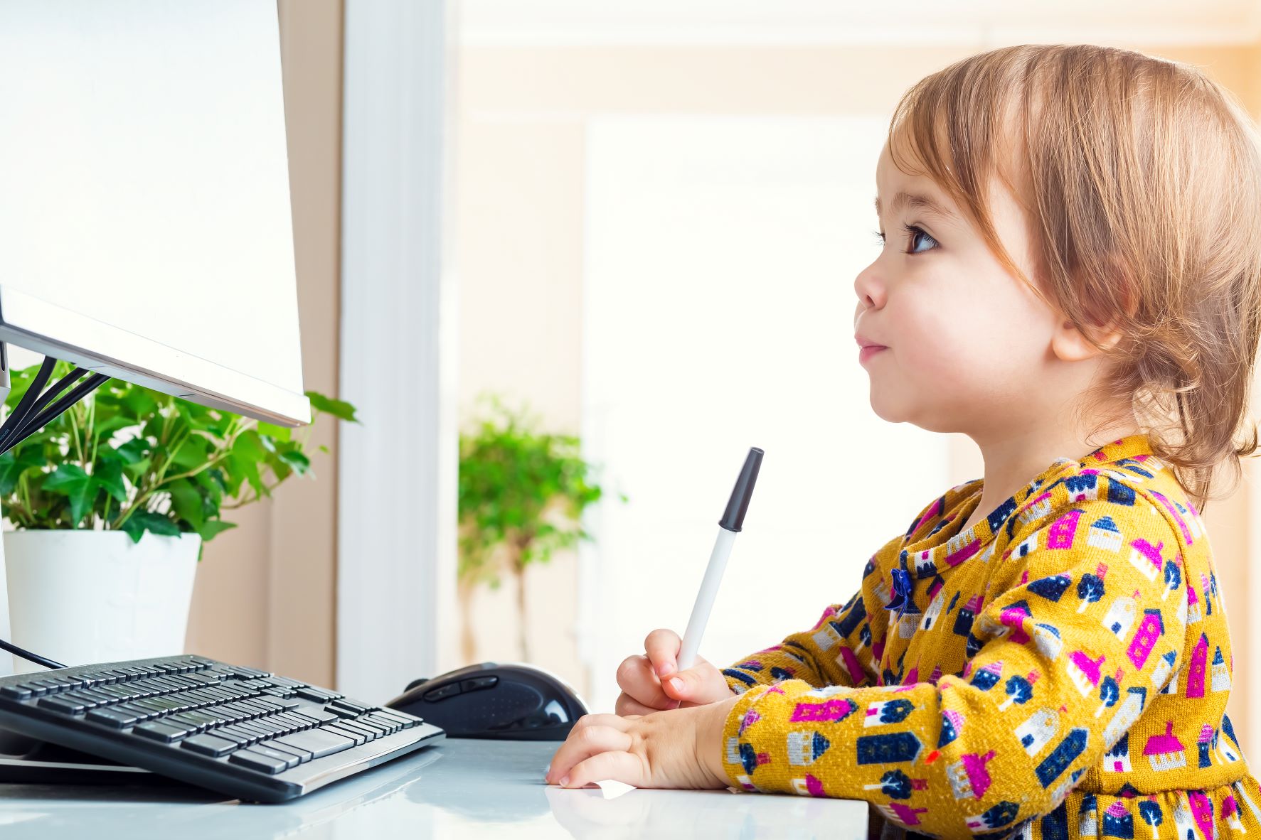Toddler on computer