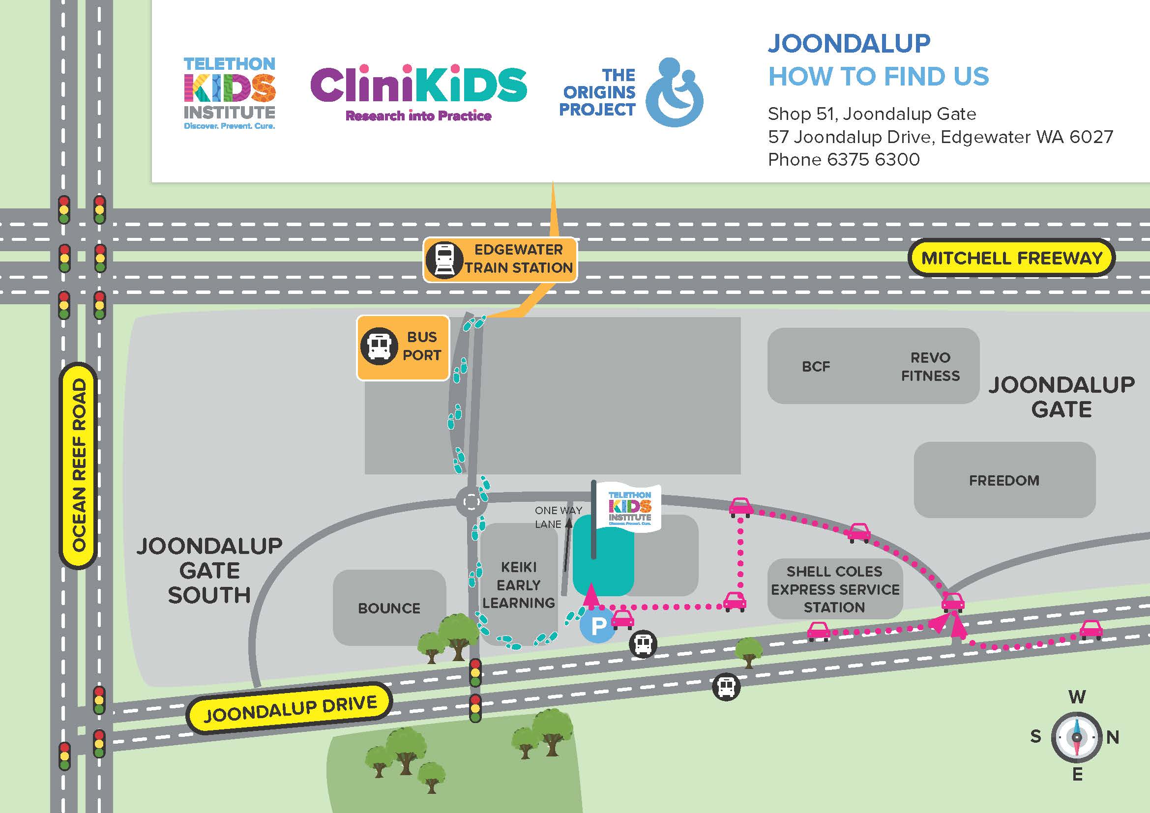 Telethon Kids Institute Joondalup site map - families