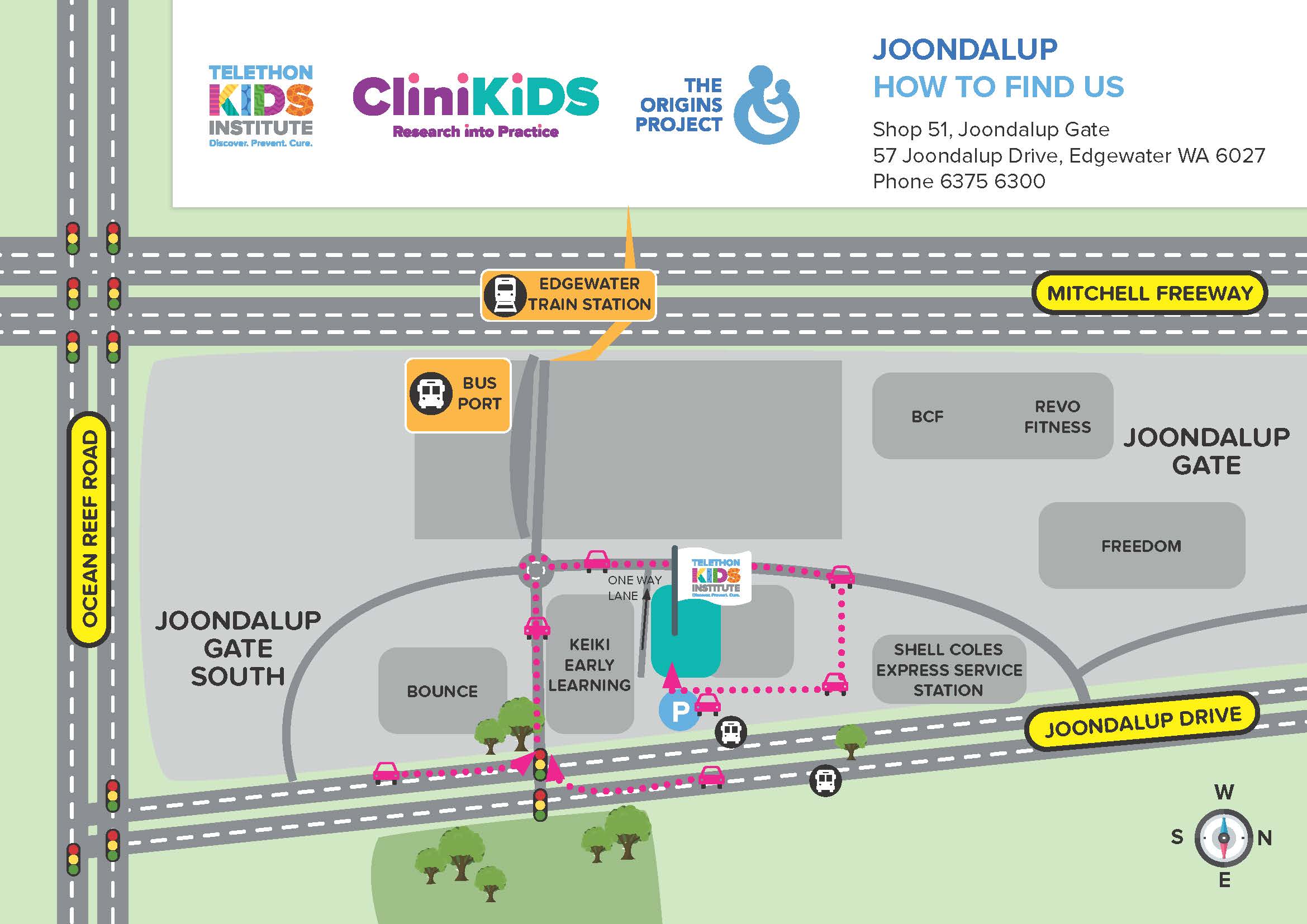 Telethon Kids Institute Joondalup site map - families